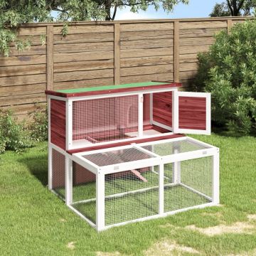 Клетка за зайци мока 102x90x84,5 см борово дърво масив