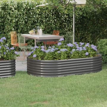 Градински плантер прахово боядисана стомана 175x100x36 см сив