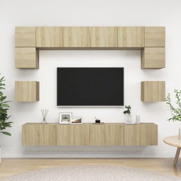 Комплект ТВ шкафове от 8 части Colette, дъб сонома, инженерно дърво