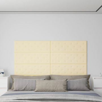 Стенни панели 12 бр кремави 90x30 см изкуствена кожа 3 Proctor,24 м²