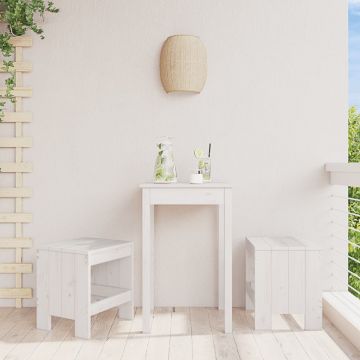 Градински табуретки 2 бр бели 40x36x45 см борово дърво масив