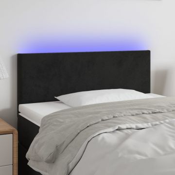 LED горна табла за легло, черна, 90x5x78/88 см, кадифе
