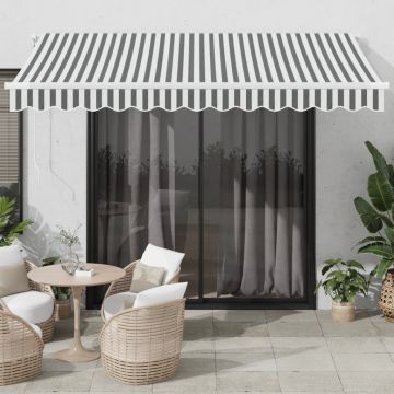 Автоматично прибираща се тента, антрацит и бял, 350x250 см
