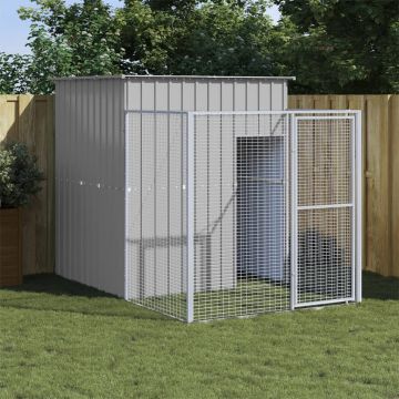 Кучешка къща със заграждение 165x251x181 см поцинкована стомана