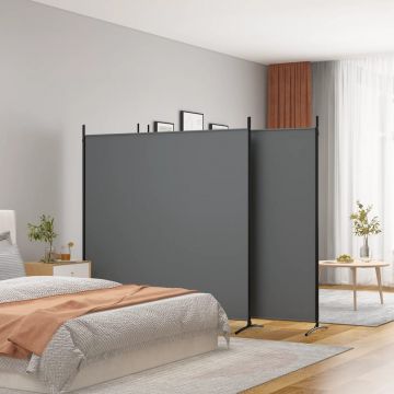 Параван за стая, 4 панела, антрацит, 698x180 cм, текстил