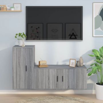 Комплект ТВ шкафове от 2 части, сив сонома, инженерно дърво