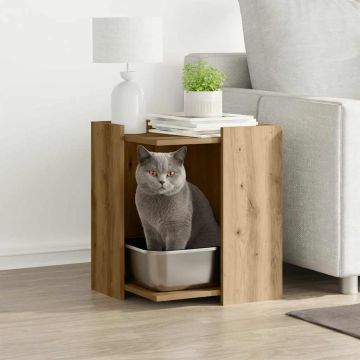 Заграждение за котешка тоалетна 42x42x51 см инженерно дърво