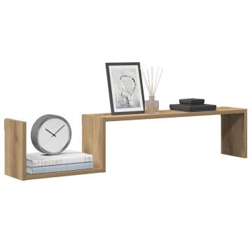 Стенни рафтове 2 бр дъб артизан 100x15x20см инженерно дърво