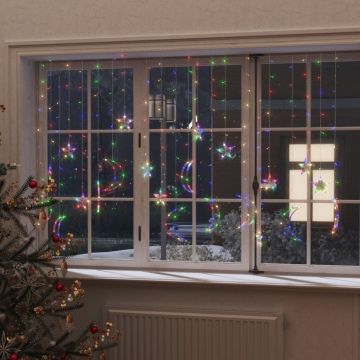 Светеща завеса звезди и луни с дистанционно 345 LED цветни