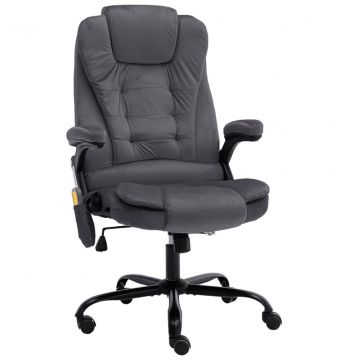 Масажиращ офис стол, тъмносив, кадифе