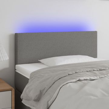 LED горна табла за легло, тъмносива, 100x5x78/88 см, плат