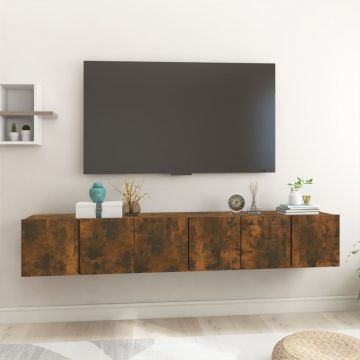 Окачени ТB шкафове, 3 бр, опушен дъб, 60x30x30 см