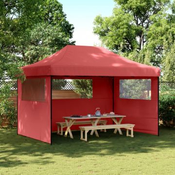 Сгъваема парти шатра pop-up с 3 странични стени бордо