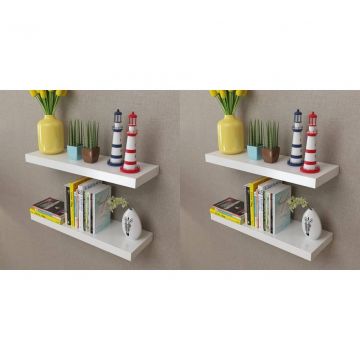 Стенни рафтове, 4 бр, бели, 60 см