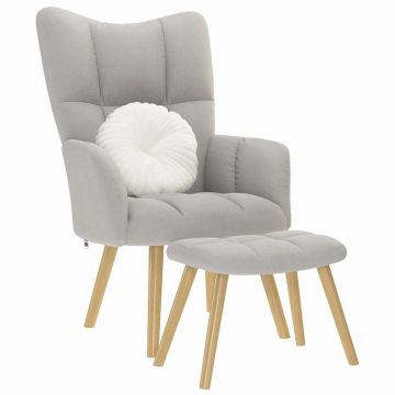 Релаксиращ стол с табуретка за крака Cloud Grey Fabric