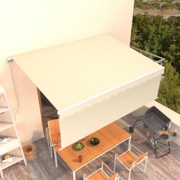 Ръчно прибиращ се сенник с щора Zoey, 4x3 м, кремав