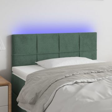 LED горна табла за легло, тъмнозелена, 100x5x78/88 см, кадифе