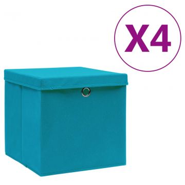 Кутии за съхранение с капаци 4 бр 28x28x28 см бебешко синьо