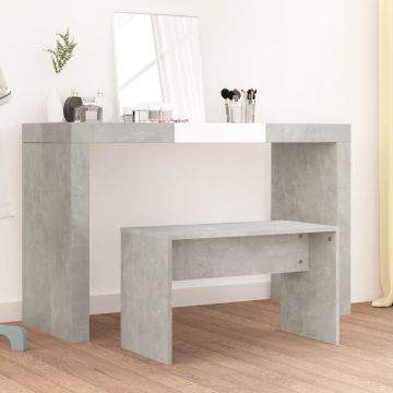 Табуретка за тоалетка бетонно сива 70x35x45 см инженерно дърво