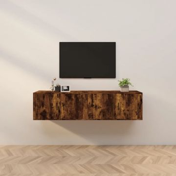 ТВ шкафове със стенен монтаж, 2 бр, опушен дъб, 80x34,5x40 см