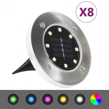 Соларни градински лампи, 8 бр, LED RGB светлина