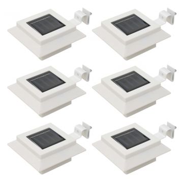 Градински соларни лампи, 6 бр, LED, квадратни, 12 см, бели