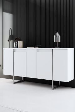 Конзола Luxe, цвят Бял Сребърен