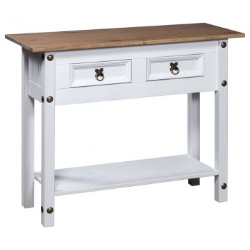 Конзолна маса мексикански бор стил Корона бяла 90x34,5x73 cм
