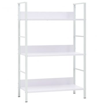 Етажерка за книги с 3 рафта, бяла, 60x27,6x90,5 см, ПДЧ