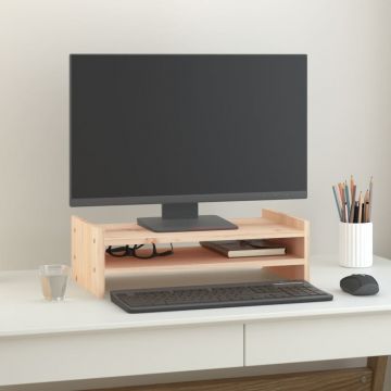 Поставка за монитор, 50x27x15 см, бор масив