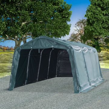Мобилен навес за животни PVC 550 г/м² 3,3x6,4 м тъмнозелен
