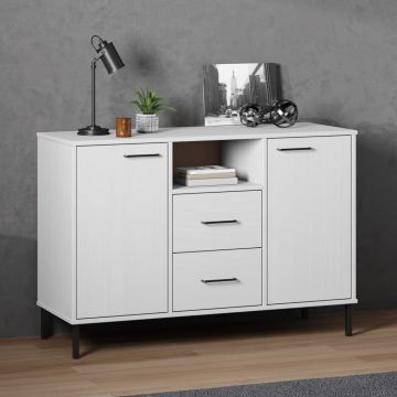Бюфет с метални крака сива 113x40x77 см масивно дърво OSLO