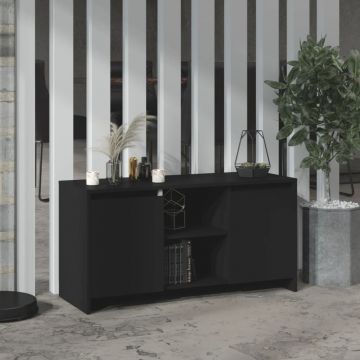 ТВ шкаф, черен, 102x37,5x52,5 см, инженерно дърво