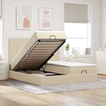 Османска легло с матраци, кремаво, 200x200 см, плат