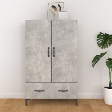 Висок шкаф, бетонно сив, 70x31x115 см, инженерно дърво