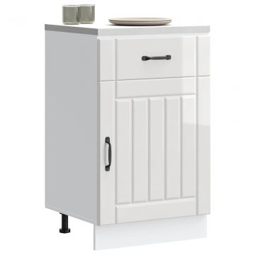 Кухненски шкаф Lucca, бял гланц, инженерно дърв