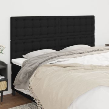 Горни табли за легло Henley, 4 бр, черни, 90x5x78/88 см, плат