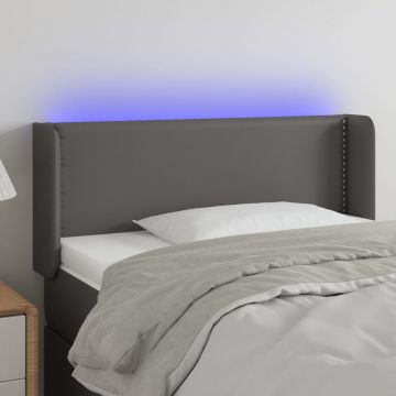 LED горна табла за легло, сива, 103x16x78/88см, изкуствена кожа