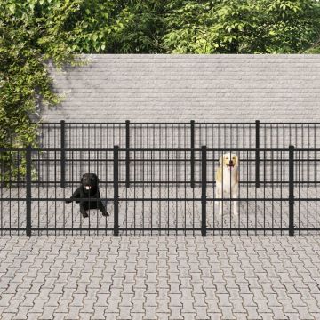 Дворна клетка за кучета, стомана, 14,11 м²