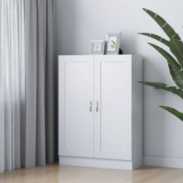 Шкаф за книги, бял, 82,5x30,5x115 см, инженерно дърво
