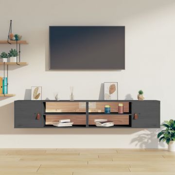 Стенни шкафове Proctor, 2 бр, сиви, 80x30x30 см, бор масив