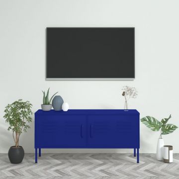 ТВ шкаф Pritchard, нейви синьо, 105x35x50 см, стомана