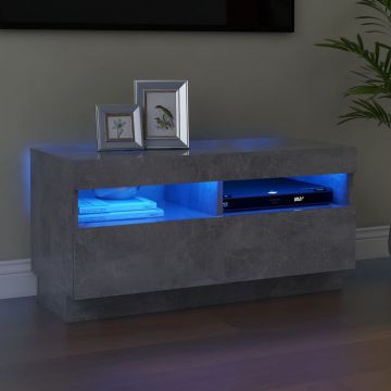 ТВ шкаф с LED осветление, бетонно сив, 80x35x40 см
