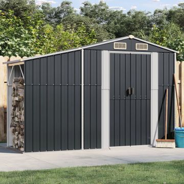 Градинска барака антрацит 277x93x179 см поцинкована стомана