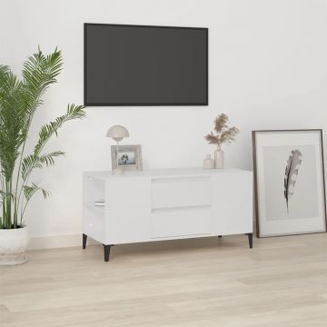 ТВ шкаф, бял, 102x44,5x50 см, инженерно дърво