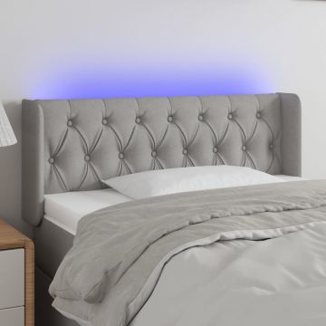 LED горна табла за легло, светлосива, 103x16x78/88 см, плат