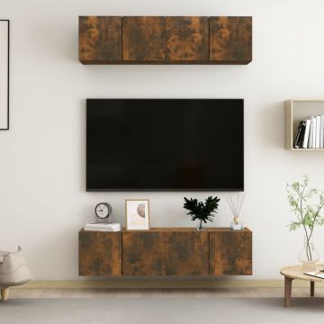 ТB шкафове, 4 бр, опушен дъб, 60x30x30 см, инженерно дърво