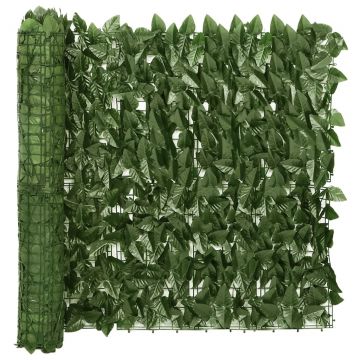 Балконски параван с тъмнозелени листа, 600x75 см