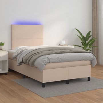 Боксспринг легло с матрак LED капучино 120x200 см