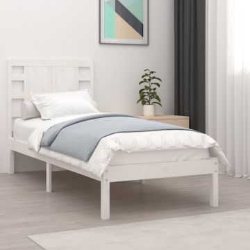 Рамка за легло бяла масивно дърво 75x190 см Small Single Ayaan